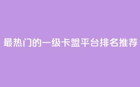 最热门的一级卡盟平台排名推荐 第1张