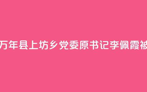 江西万年县上坊乡党委原书记李佩霞被“双开” 第1张